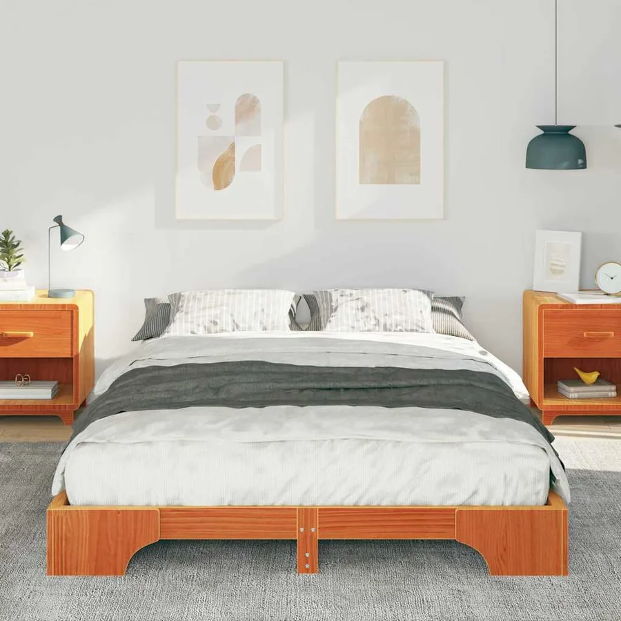 Cadre de lit Marron 140 x 220 cm Pin massif - 3