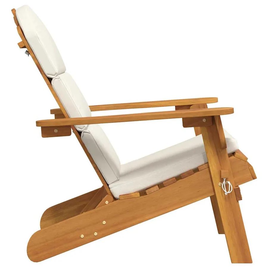 Chaise de jardin Adirondack avec coussins bois massif d'acacia - 5