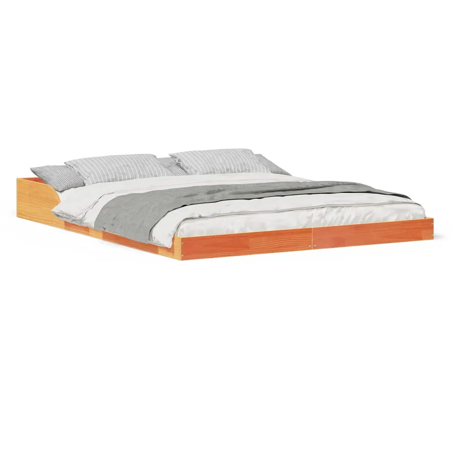 Cadre de lit Brun cire 160 x 220 cm Pin massif - 2