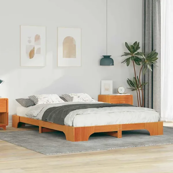 Cadre de lit Marron 140 x 210 cm Pin massif
