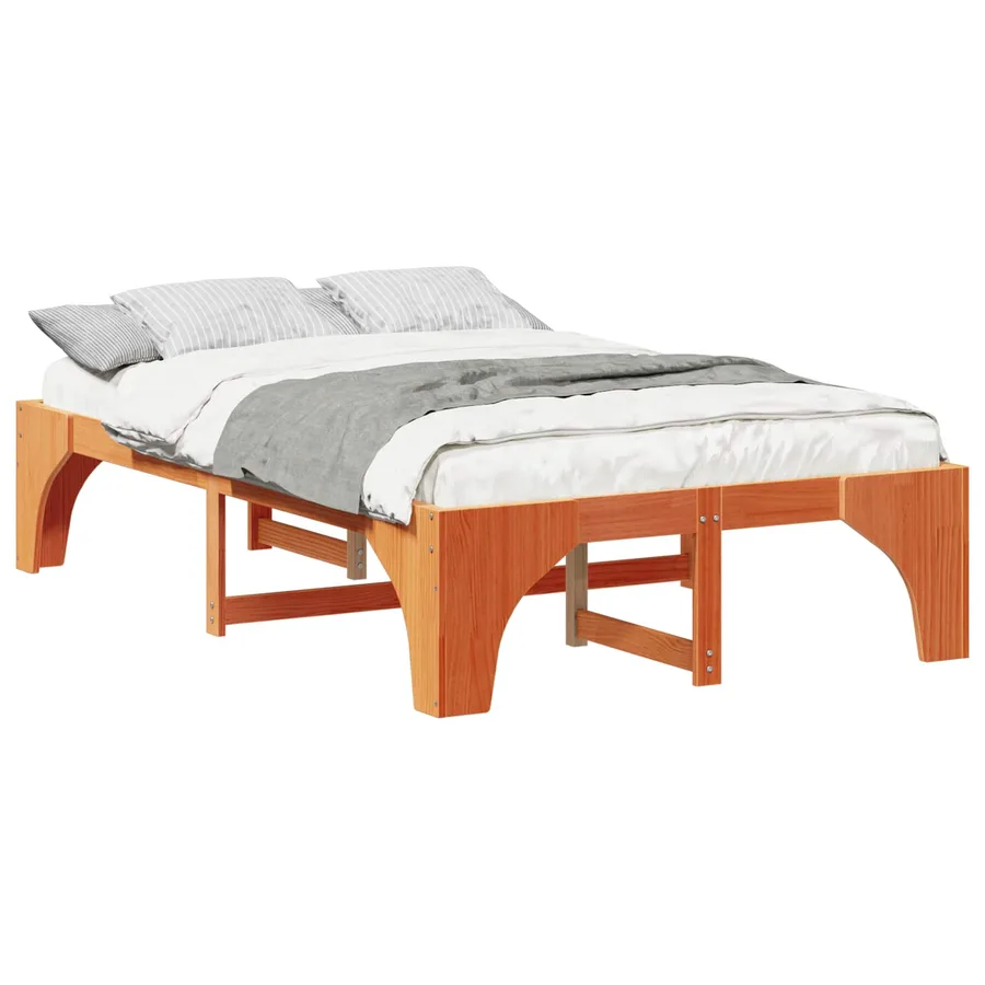 Cadre de lit Marron 135 x 190 cm Pin massif - 2