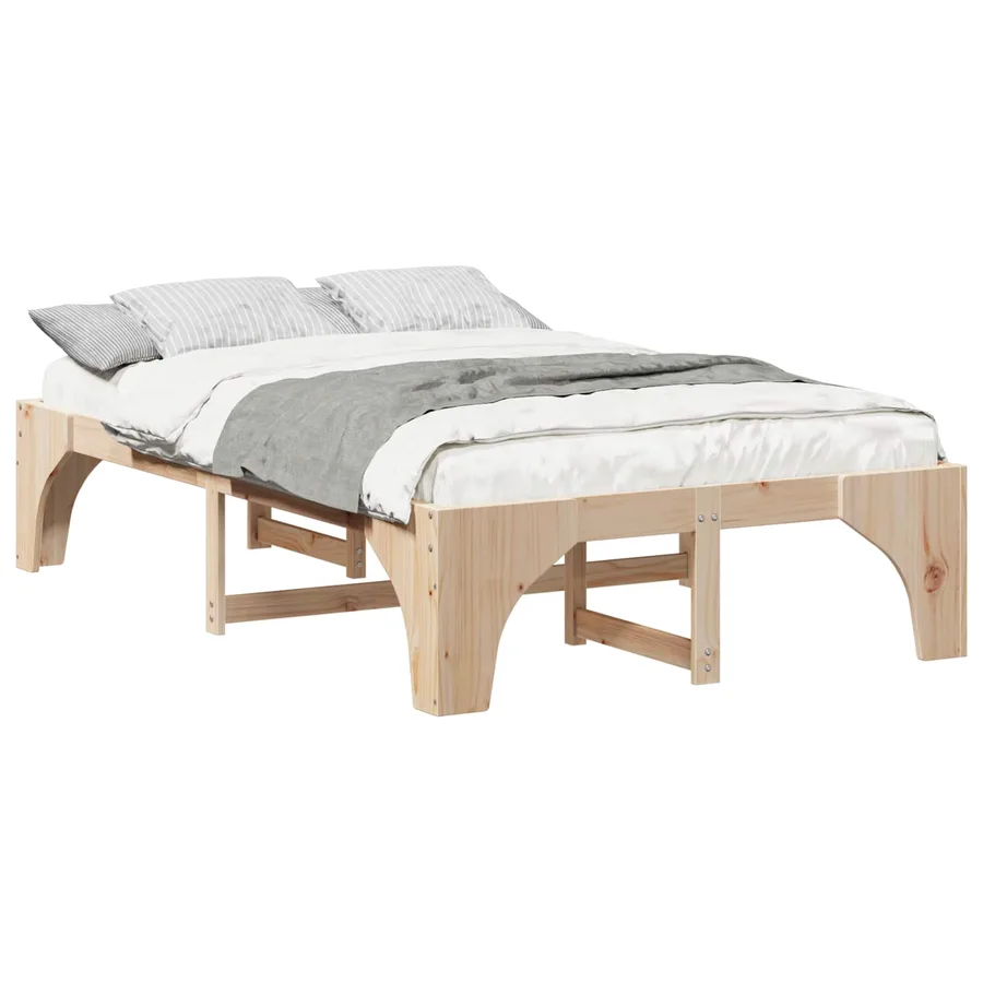 Cadre de lit Marron 135 x 190 cm Pin massif - 2