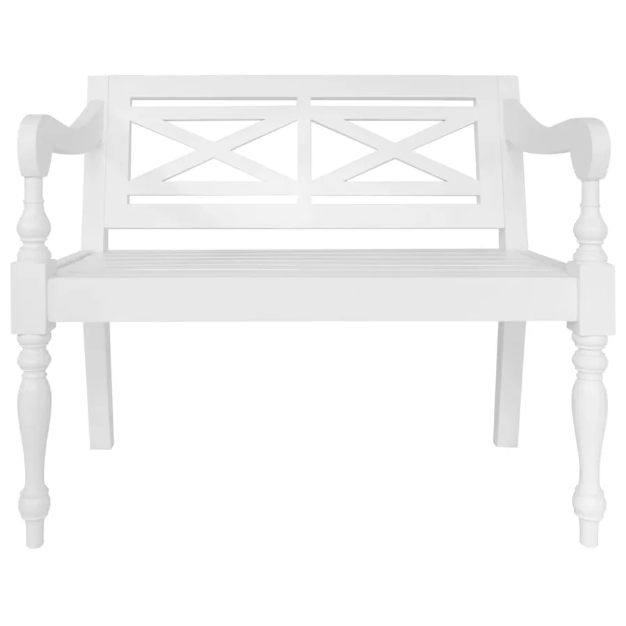 Banc Batavia 98 cm Bois d'acajou massif Blanc - 2