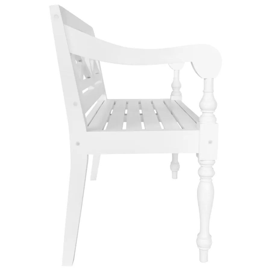 Batavia Bench 98 cm Solid Mahogany Wood White - 3