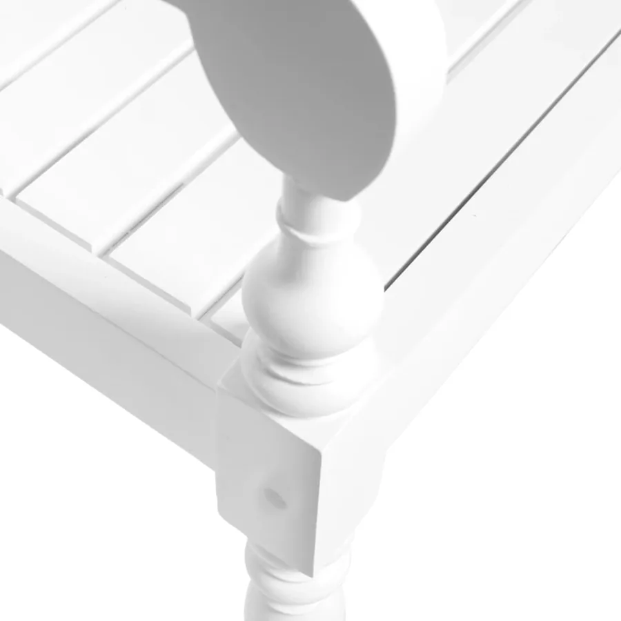 Batavia Bench 98 cm Solid Mahogany Wood White - 4