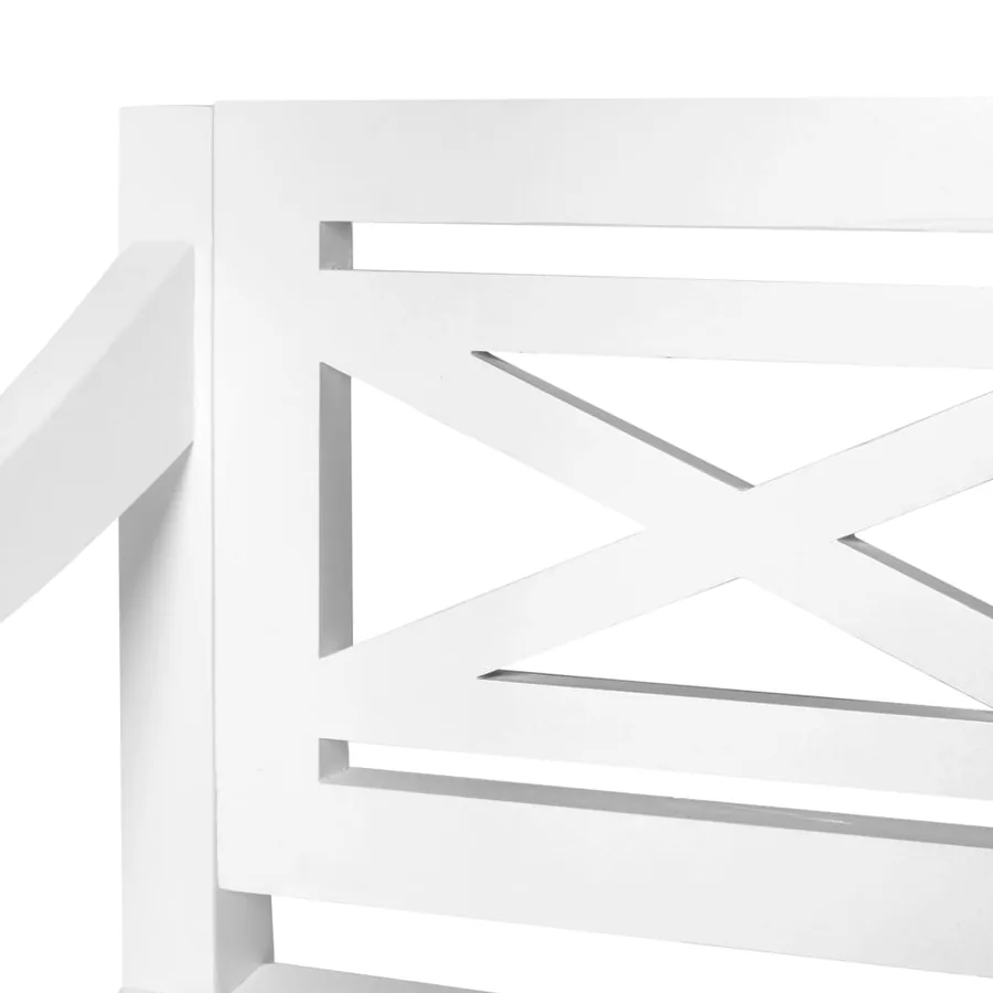 Banc Batavia 98 cm Bois d'acajou massif Blanc - 5