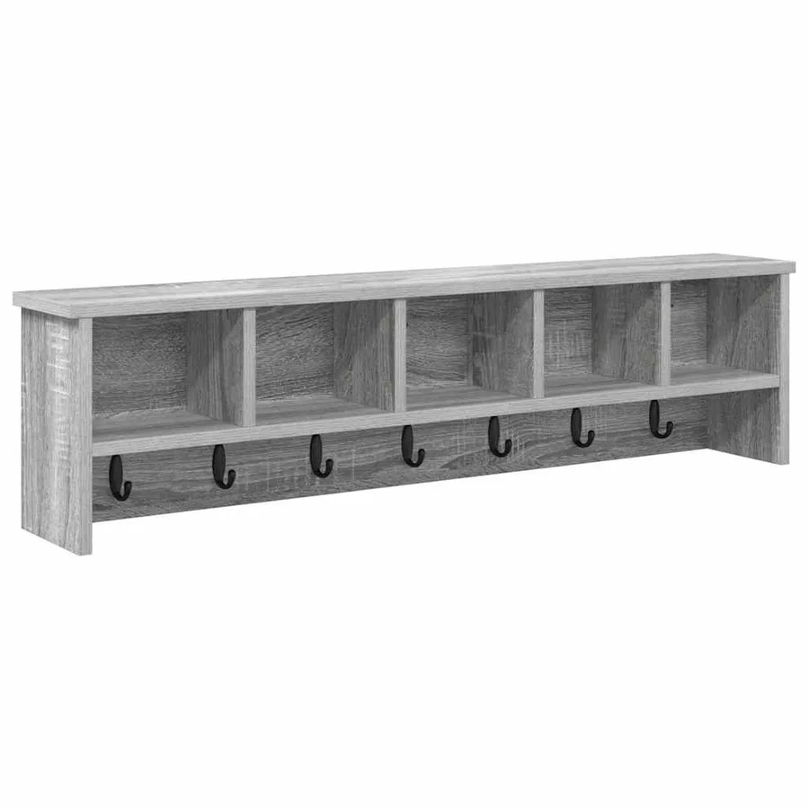 Porte-manteau mural avec étagère Gris Sonoma 100 x 16 x 26 cm - 2