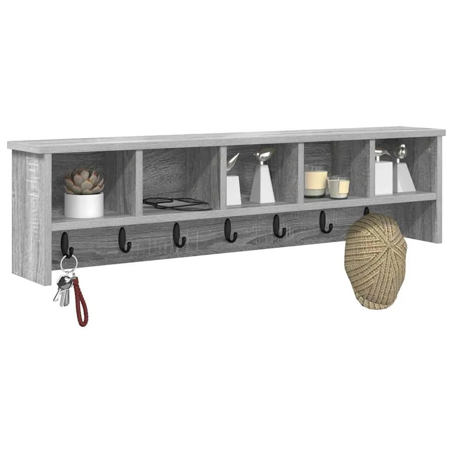 Porte-manteau mural avec étagère Gris Sonoma 100 x 16 x 26 cm - 3