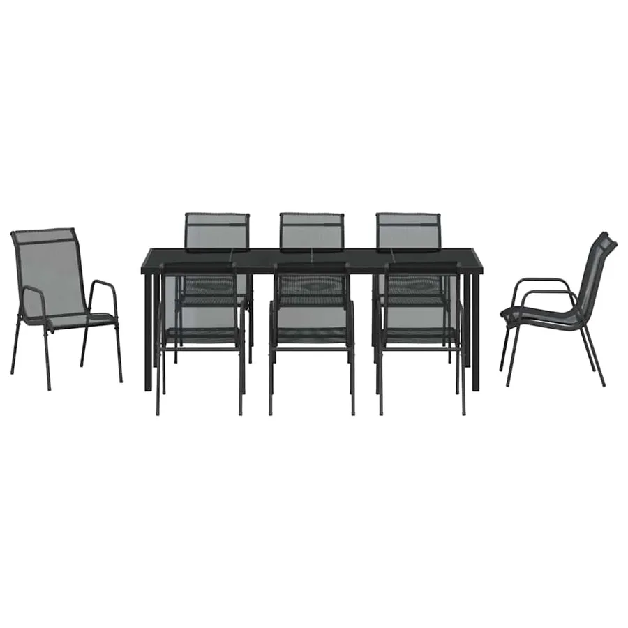 Ensemble de salle à manger pour jardin 9 pcs Noir - 7