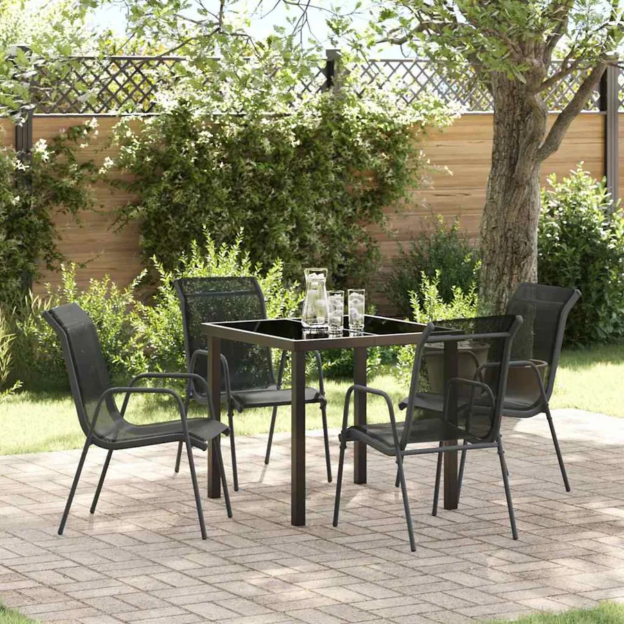 Ensemble de salle à manger pour jardin 5 pcs Noir