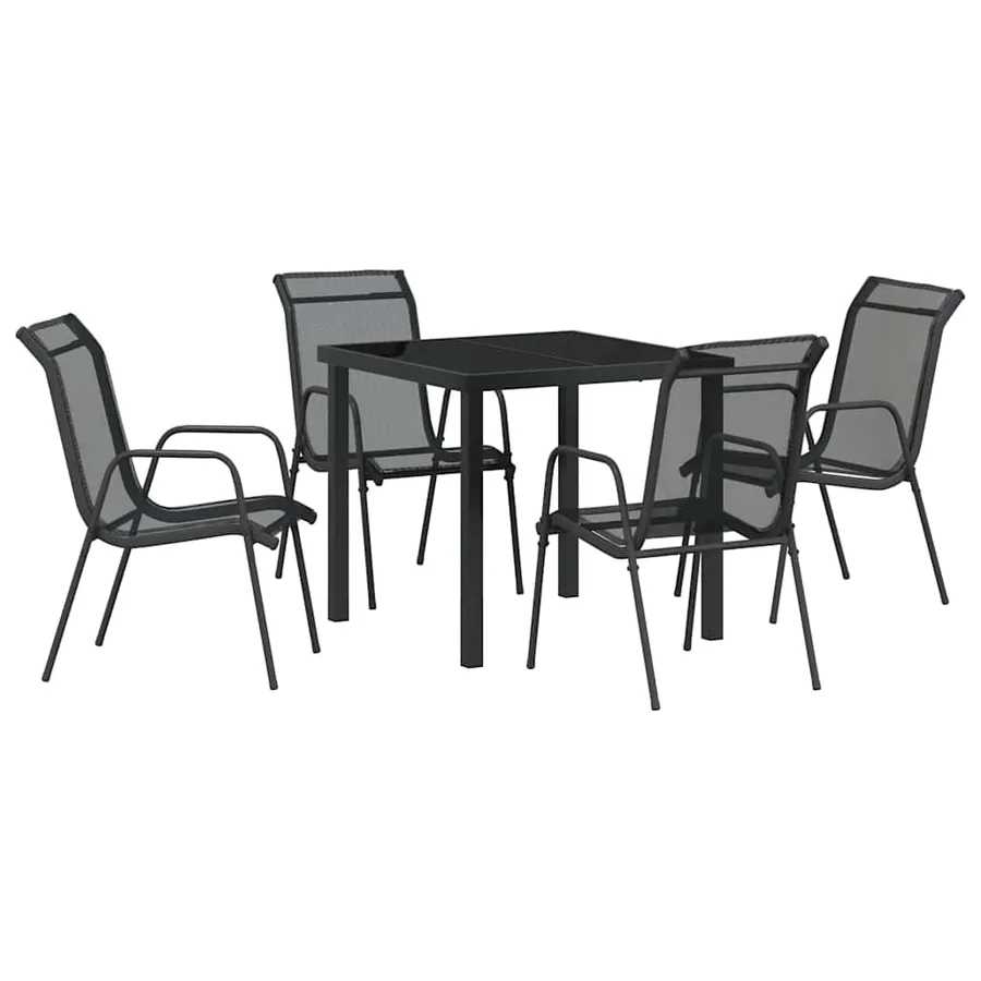 Ensemble de salle à manger pour jardin 5 pcs Noir - 2