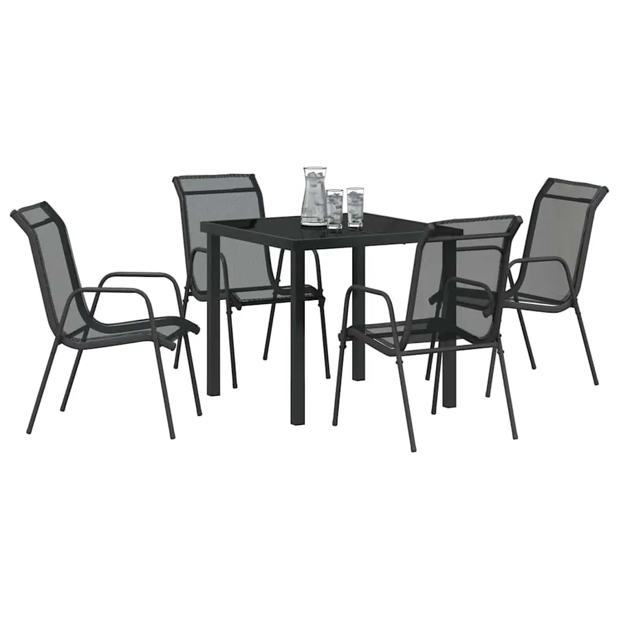 Ensemble de salle à manger pour jardin 5 pcs Noir - 3
