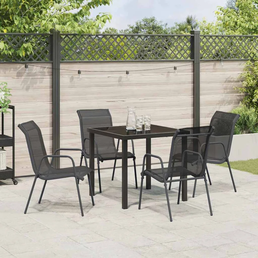 Ensemble de salle à manger pour jardin 5 pcs Noir - 4