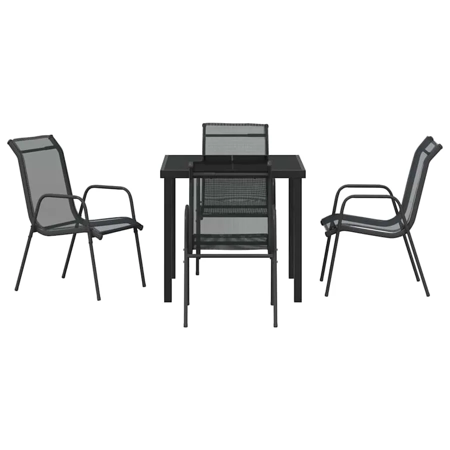 Ensemble de salle à manger pour jardin 5 pcs Noir - 7
