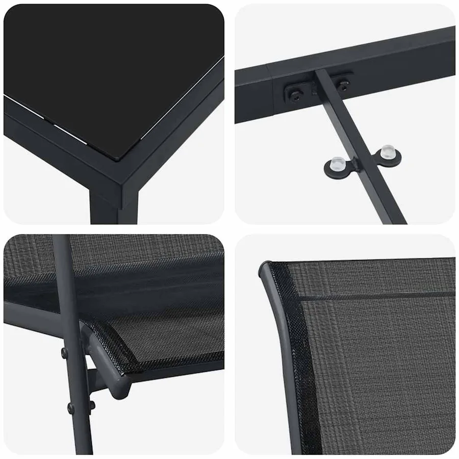 Ensemble de salle à manger pour jardin 5 pcs Noir - 9