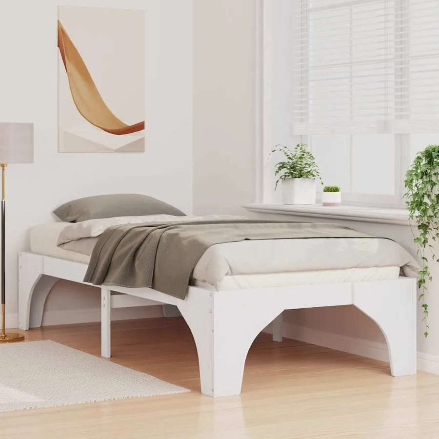Cadre de lit Blanc 100 x 200 cm Pin massif - 3