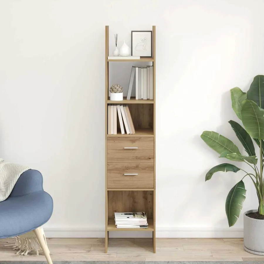 Bibliothèque 2 niveaux 40 x 35 x 180 cm Bois d'ingénierie