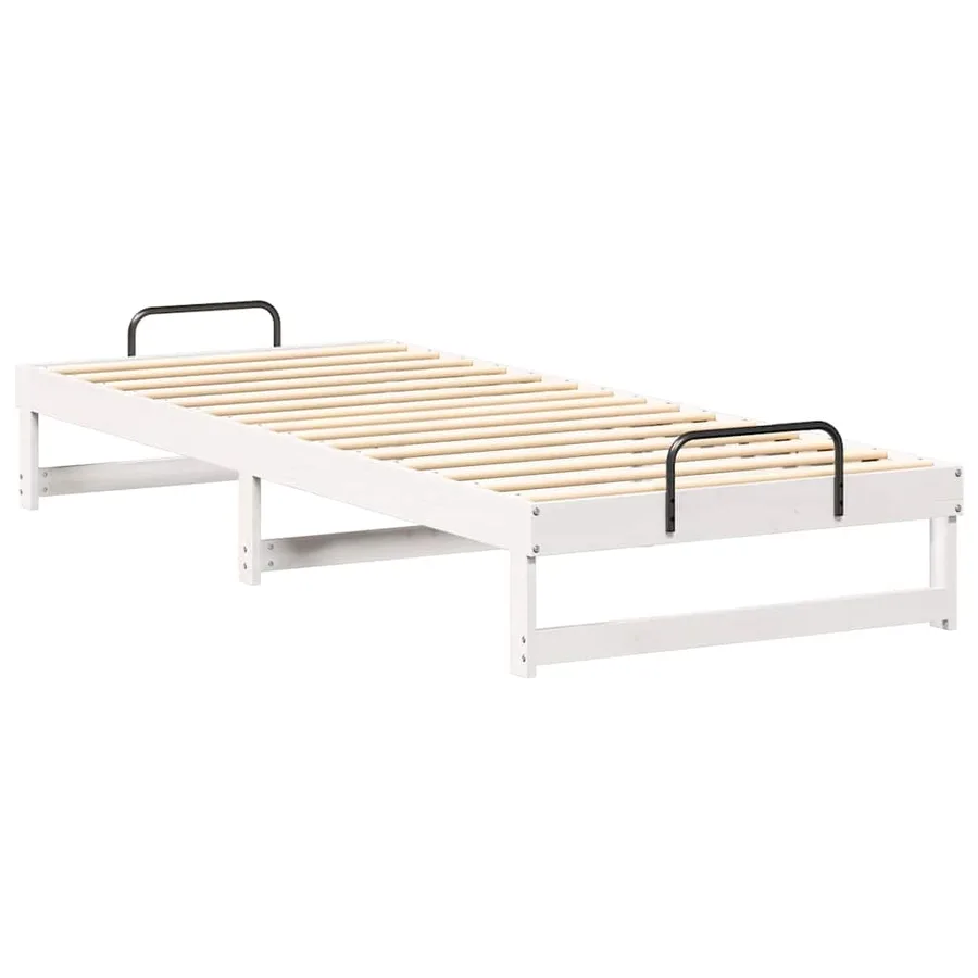 Cadre de lit Blanc 90 x 220 cm Pin massif - 4