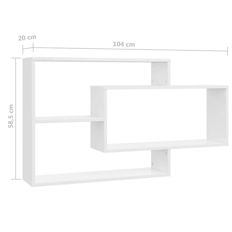 Étagères murales blanc brillant 104x20x58,5 cm bois ingénierie - 6