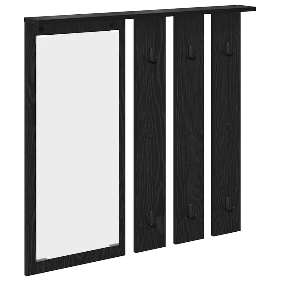 Porte-manteau mural avec étagère Chêne noir 84 x 10 x 80 cm - 2