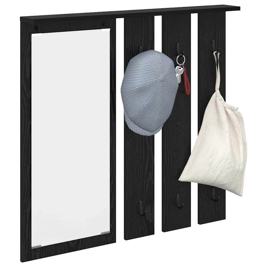 Porte-manteau mural avec étagère Chêne noir 84 x 10 x 80 cm - 3