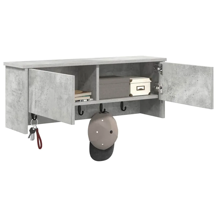 Porte-manteau mural avec étagère Gris béton 80 x 20 x 30 cm - 3