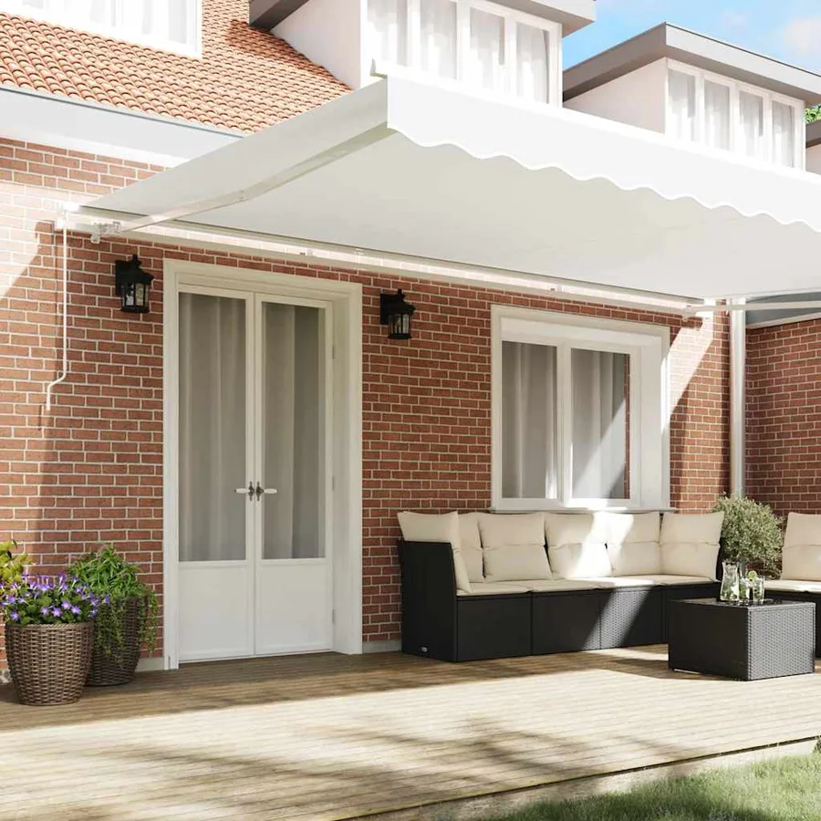 Auvent rétractable Blanc 500 × 350 cm Polyester et Aluminium - 3