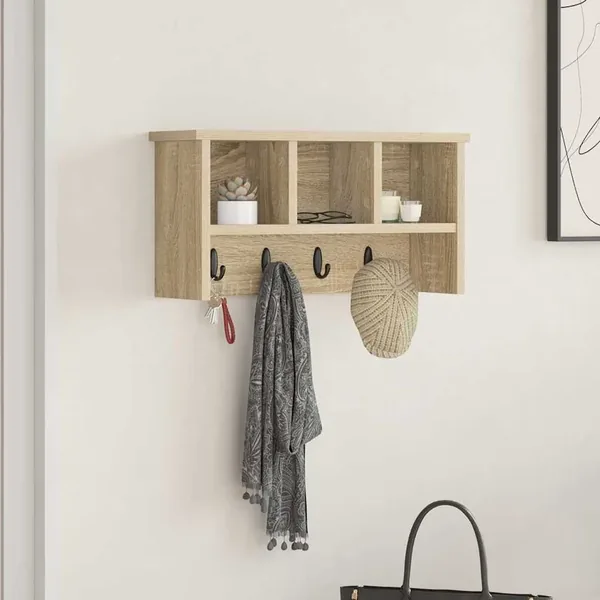 Porte-manteau mural avec étagère Chêne Sonoma 50 x 16 x 26 cm
