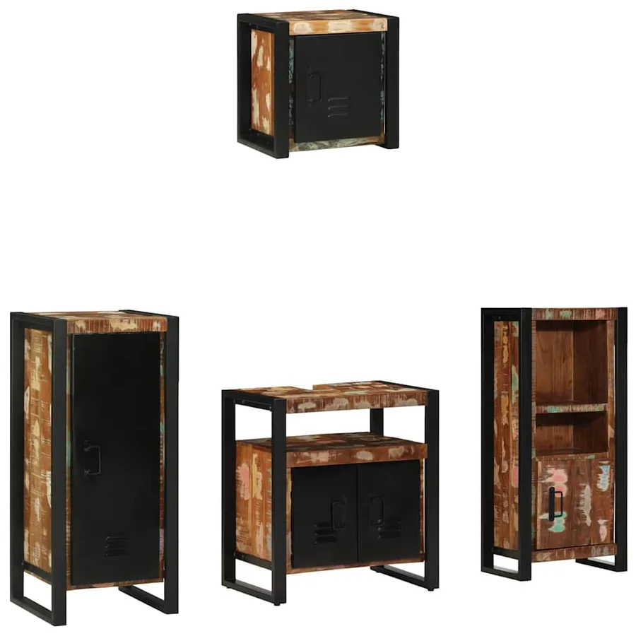 Ensemble de mobilier de salle de bain 4 pcs Bois Recyclé Solide - 10