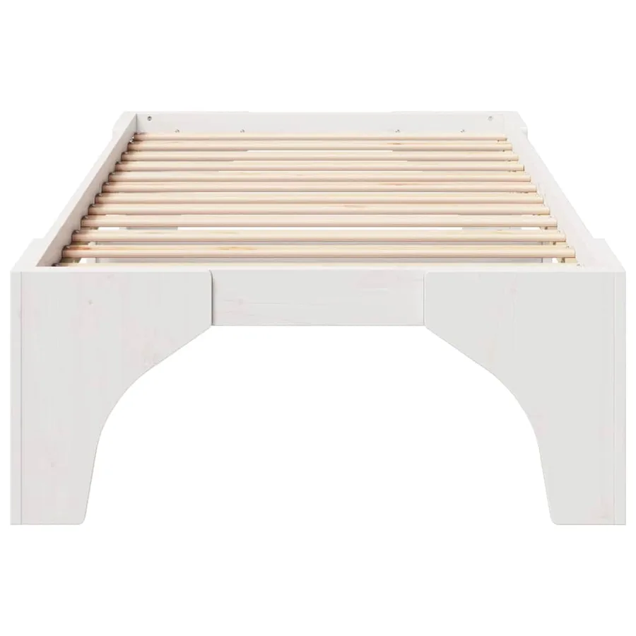 Cadre de lit Blanc 75 x 190 cm Pin massif - 5