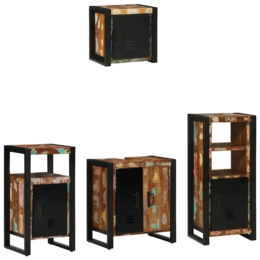 Ensemble de mobilier de salle de bain 4 pcs Bois Recyclé Solide
