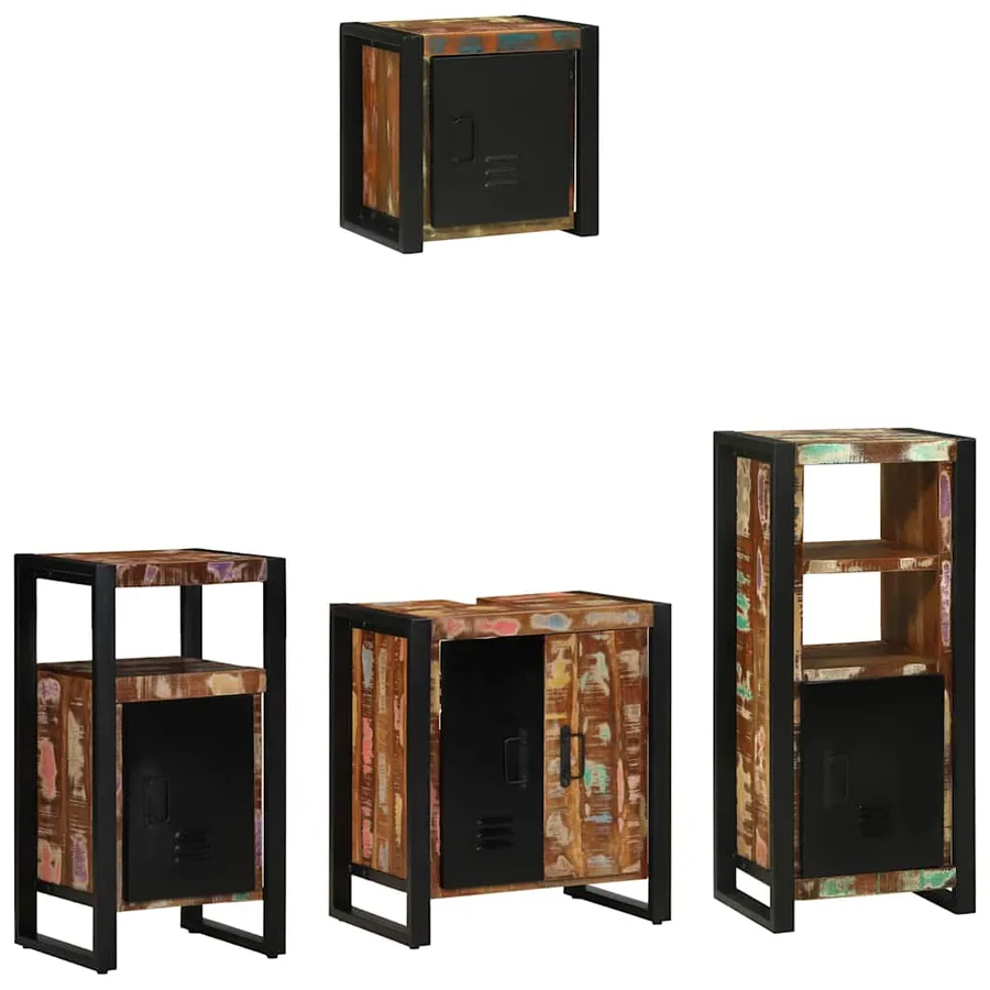 Ensemble de mobilier de salle de bain 4 pcs Bois Recyclé Solide - 10