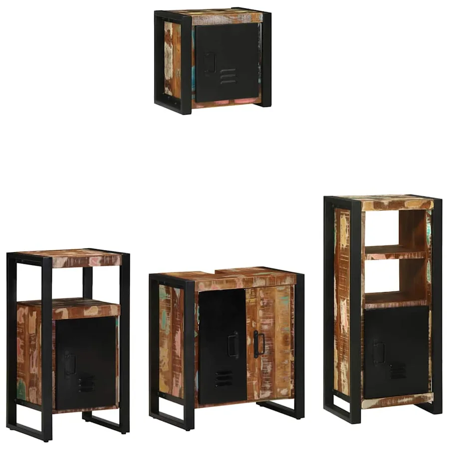 Ensemble de mobilier de salle de bain 4 pcs Bois Recyclé Solide - 2