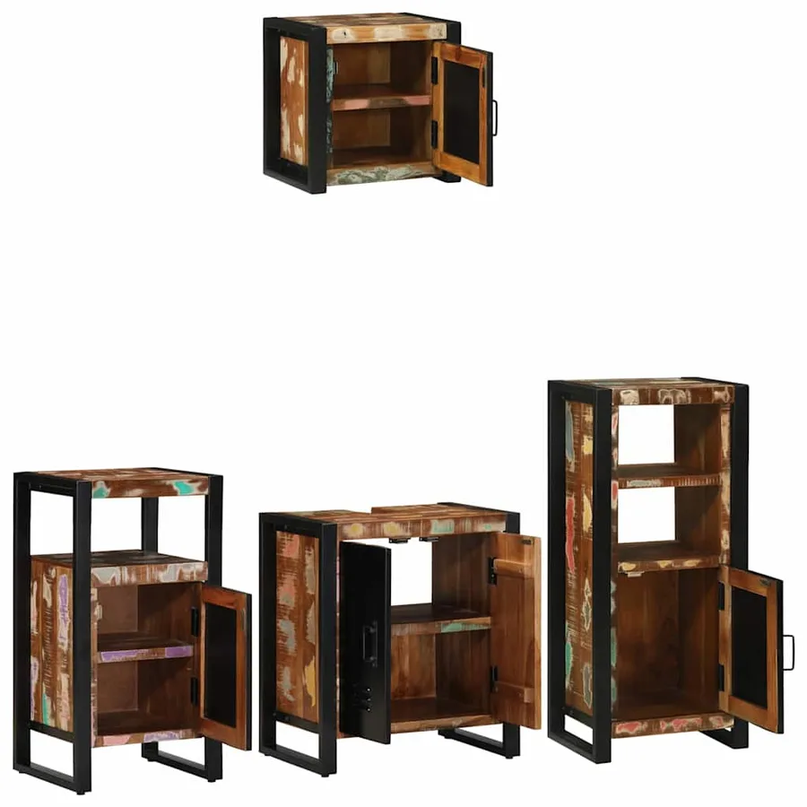 Ensemble de mobilier de salle de bain 4 pcs Bois Recyclé Solide - 3