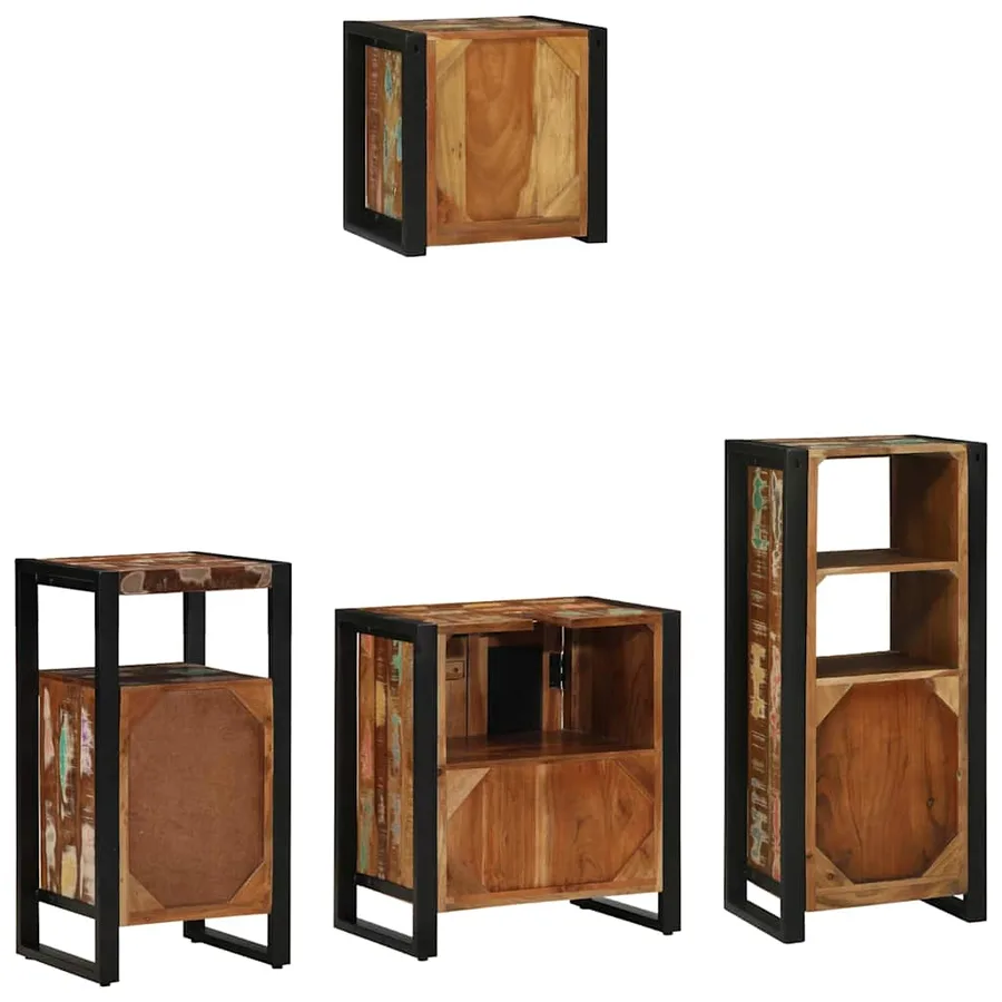Ensemble de mobilier de salle de bain 4 pcs Bois Recyclé Solide - 9