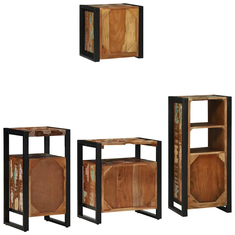 Ensemble de mobilier de salle de bain 4 pcs Bois Recyclé Solide - 9