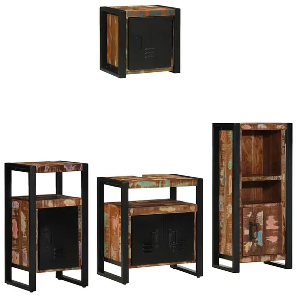 Ensemble de mobilier de salle de bain 4 pcs Bois Recyclé Solide