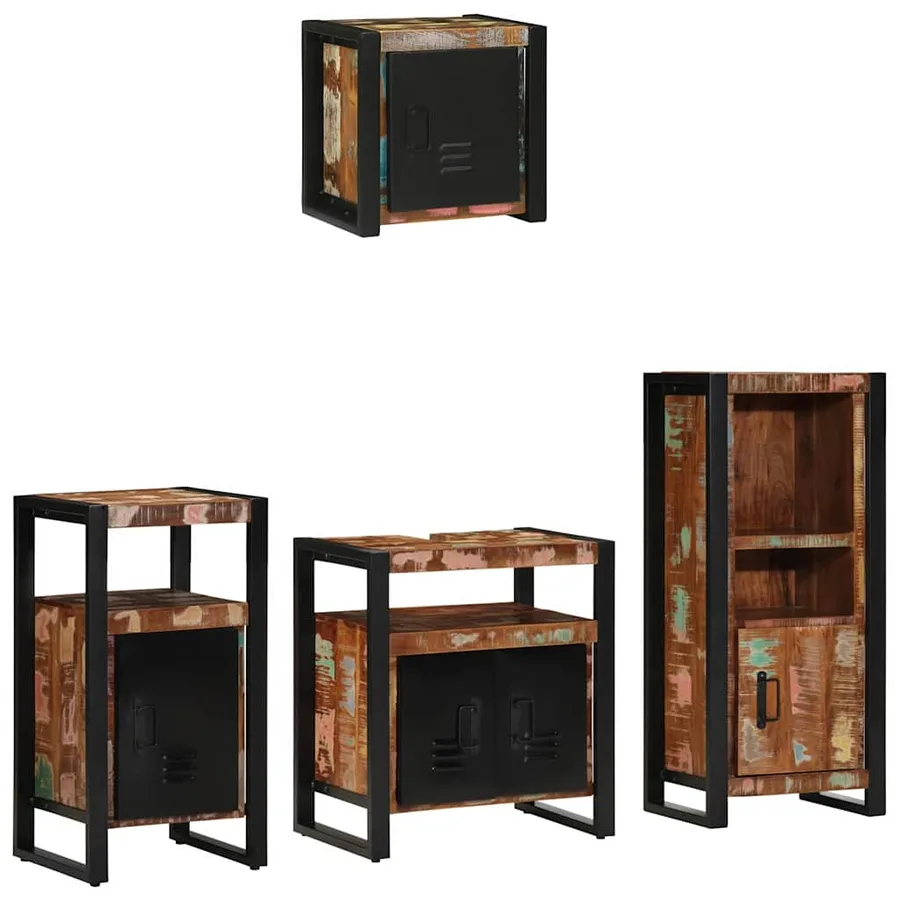 Ensemble de mobilier de salle de bain 4 pcs Bois Recyclé Solide - 2