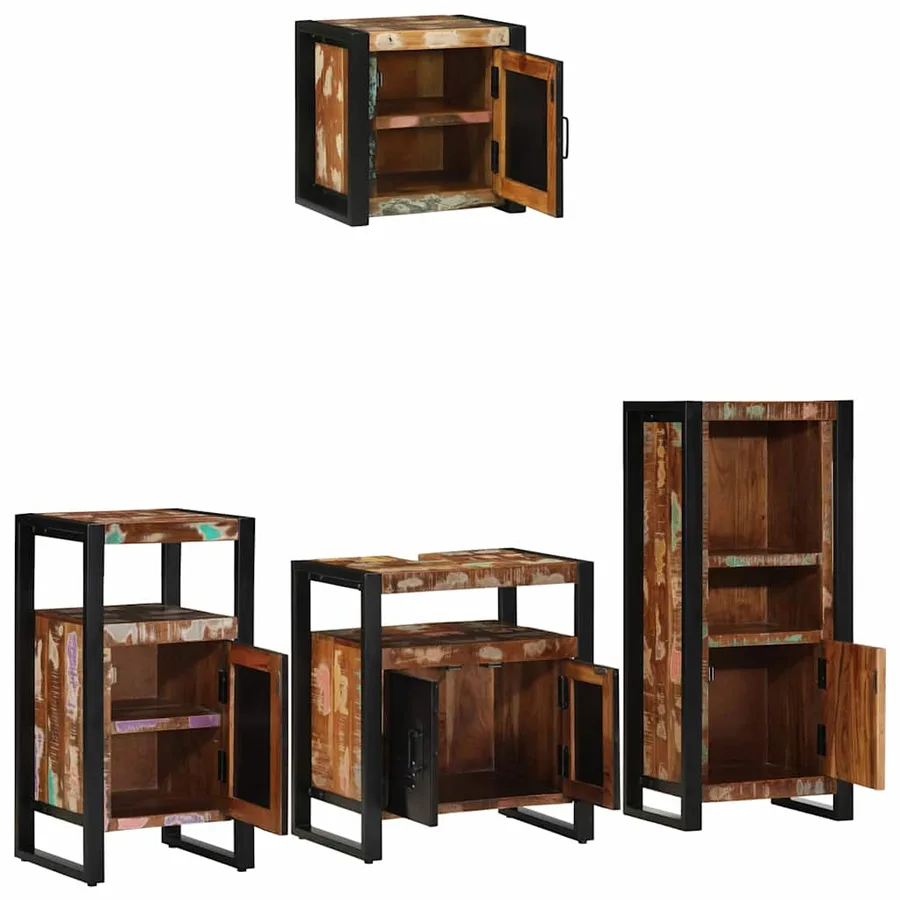 Ensemble de mobilier de salle de bain 4 pcs Bois Recyclé Solide - 3