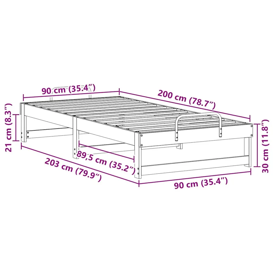 Cadre de lit Marron 90 x 200 cm Pin massif - 10