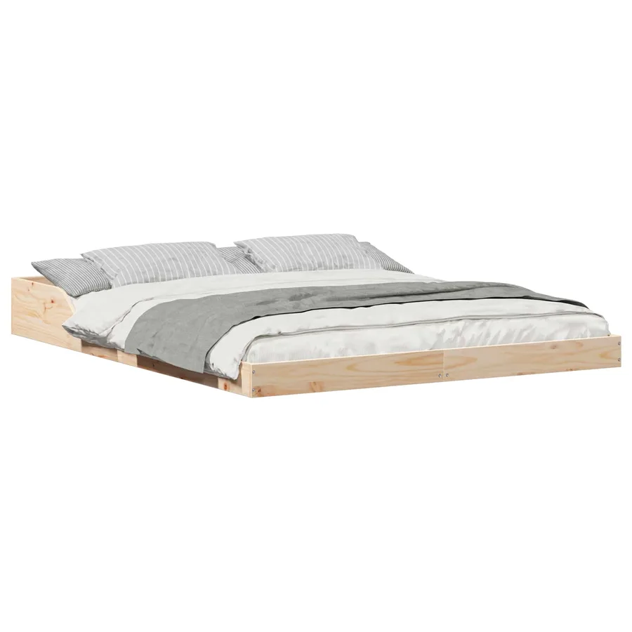 Cadre de lit Marron 140 x 210 cm Pin massif - 2