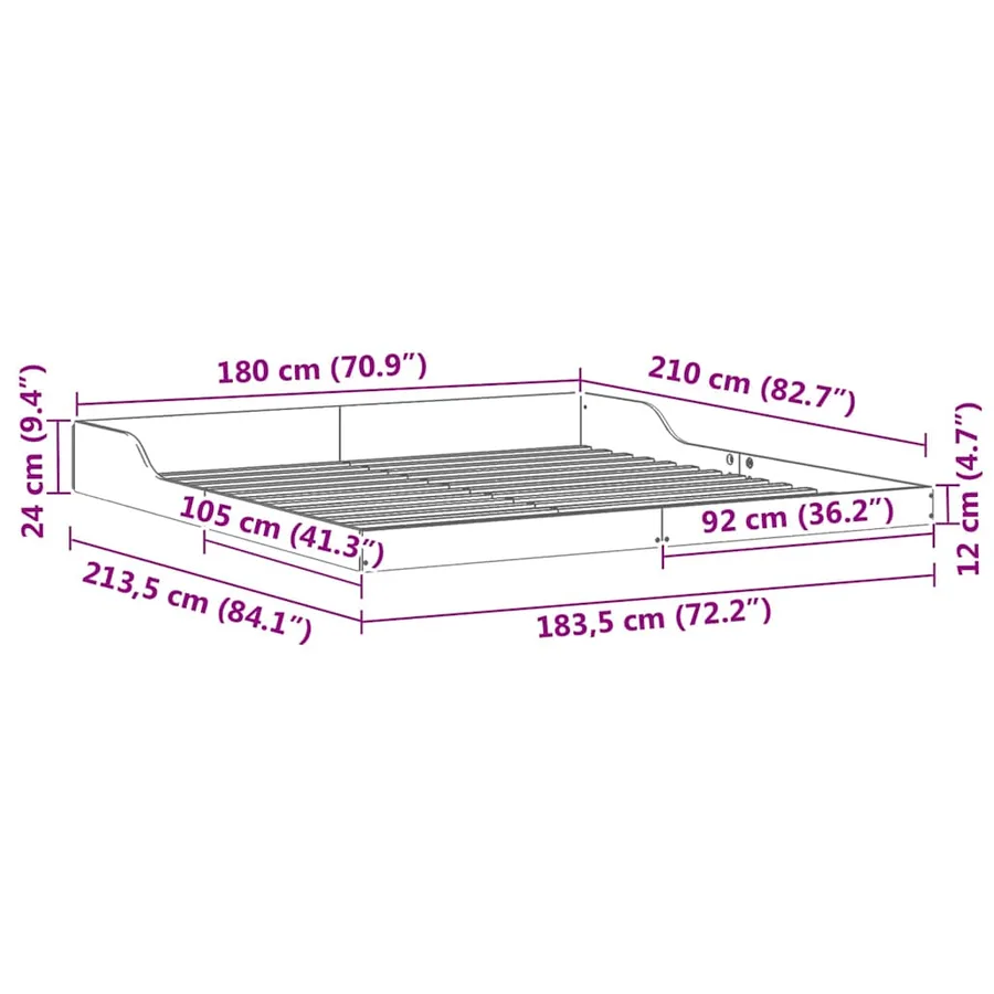 Cadre de lit Blanc 180 x 210 cm Pin massif - 10
