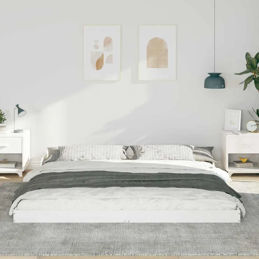 Cadre de lit Blanc 180 x 210 cm Pin massif - 3
