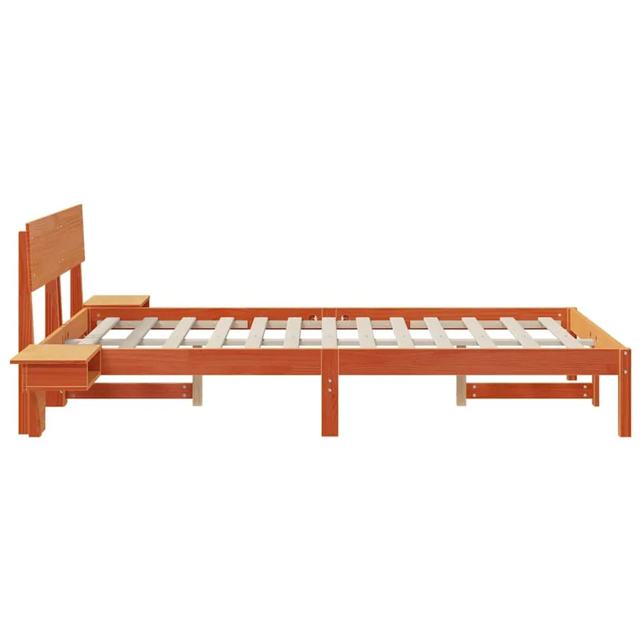Cadre de lit avec tête de lit Brun cire 135 x 190 cm Pin massif - 6