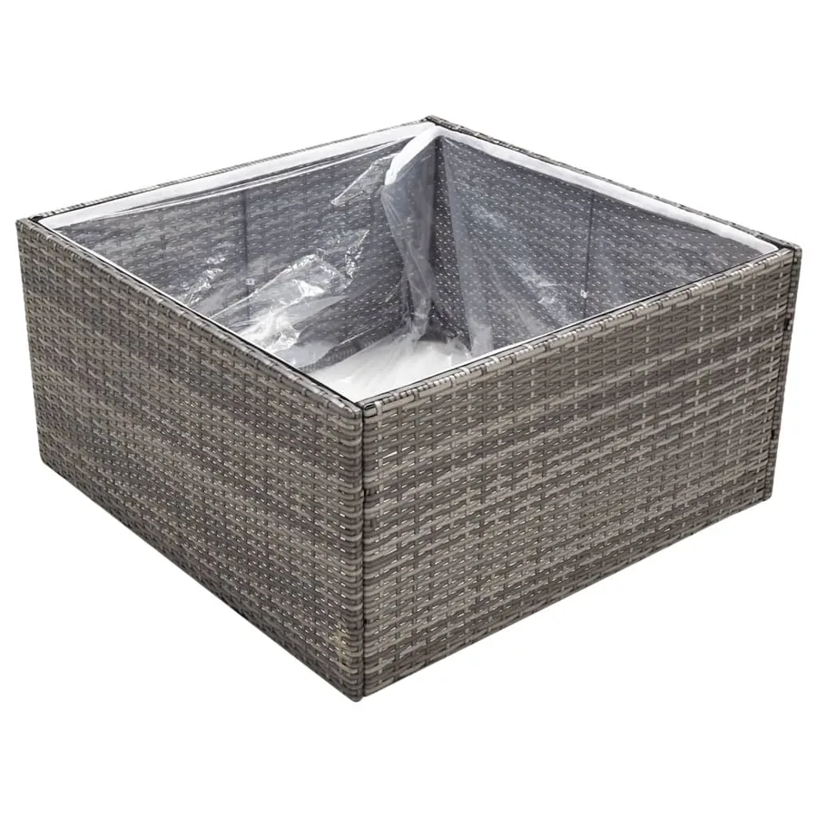 Jardinière Gris 80x80x40 cm Résine tressée - 3