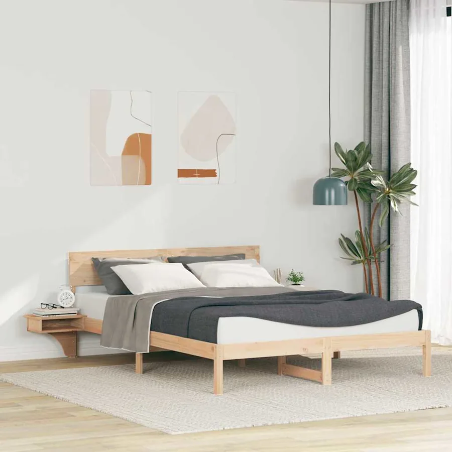 Cadre de lit avec tête de lit Marron 150 x 200 cm Pin massif