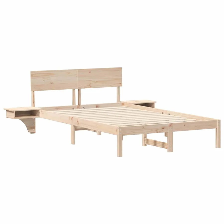 Cadre de lit avec tête de lit Marron 135 x 190 cm Pin massif - 4