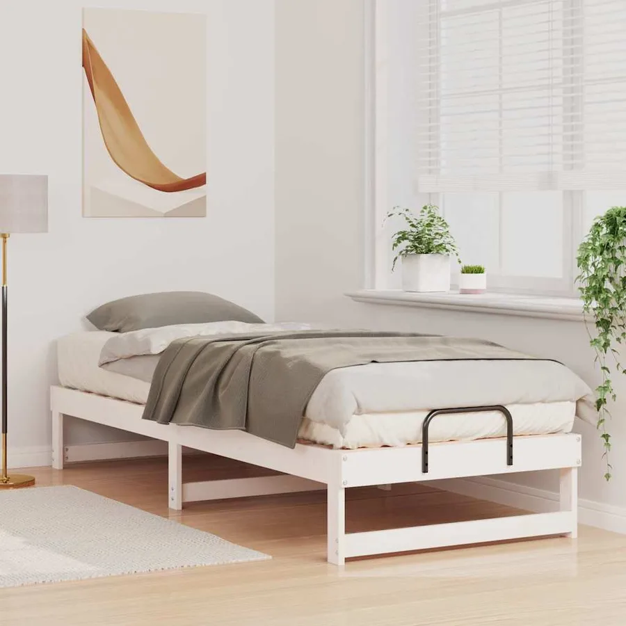 Cadre de lit Blanc 80 x 210 cm Pin massif - 3