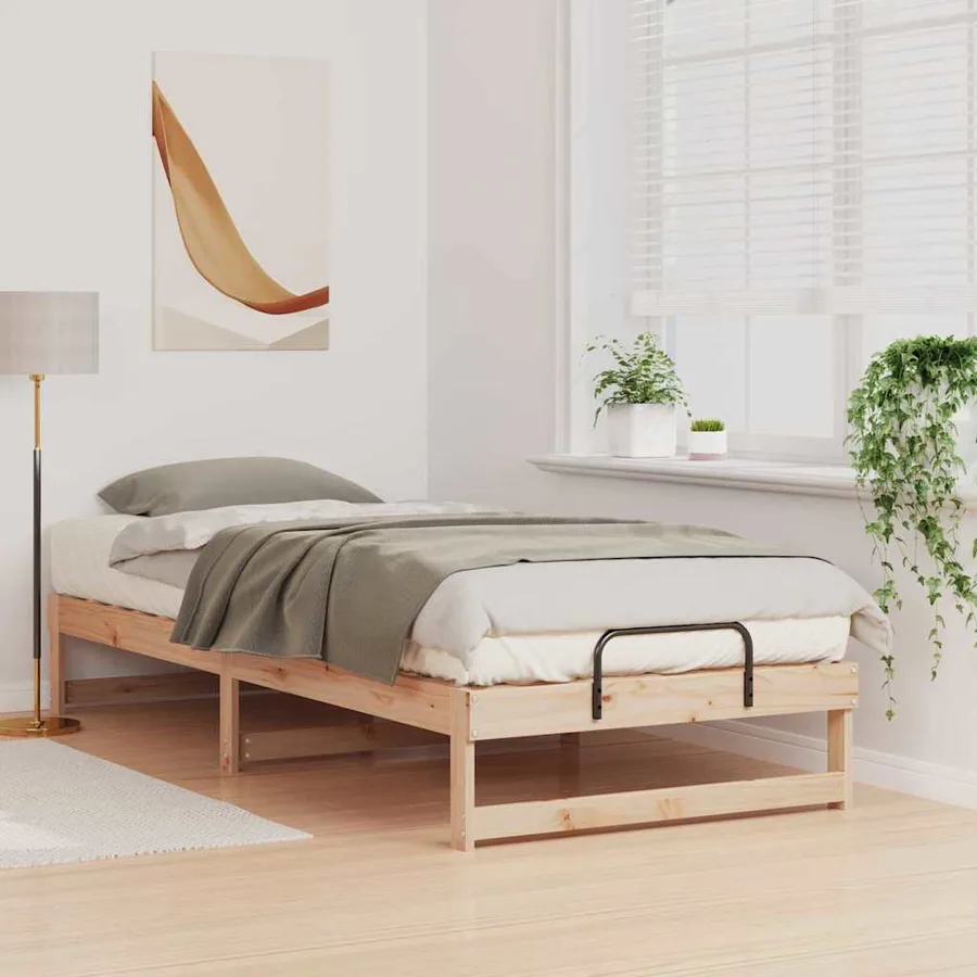 Cadre de lit Marron 100 x 220 cm Pin massif - 3