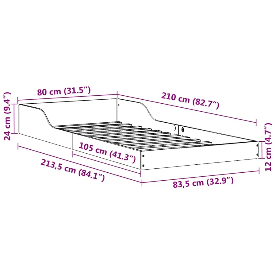 Cadre de lit Blanc 80 x 210 cm Pin massif - 11